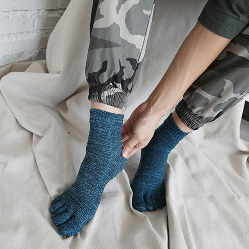 Chaussettes en coton à cinq doigts de style rétro pour hommes