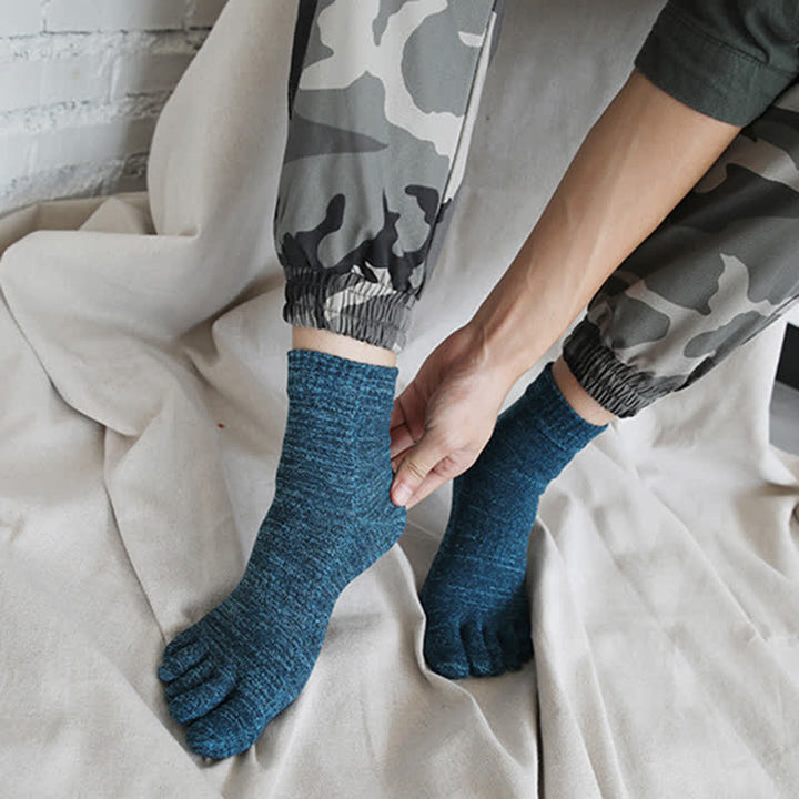 Chaussettes en coton à cinq doigts de style rétro pour hommes