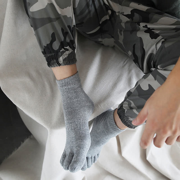 Chaussettes en coton à cinq doigts de style rétro pour hommes