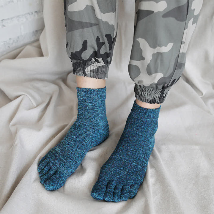 Chaussettes en coton à cinq doigts de style rétro pour hommes