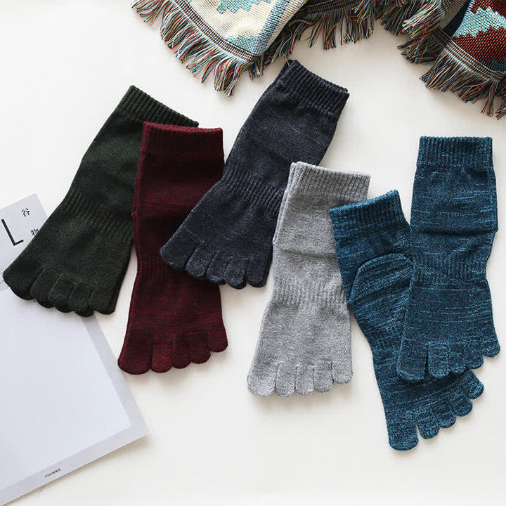 Chaussettes en coton à cinq doigts de style rétro pour hommes