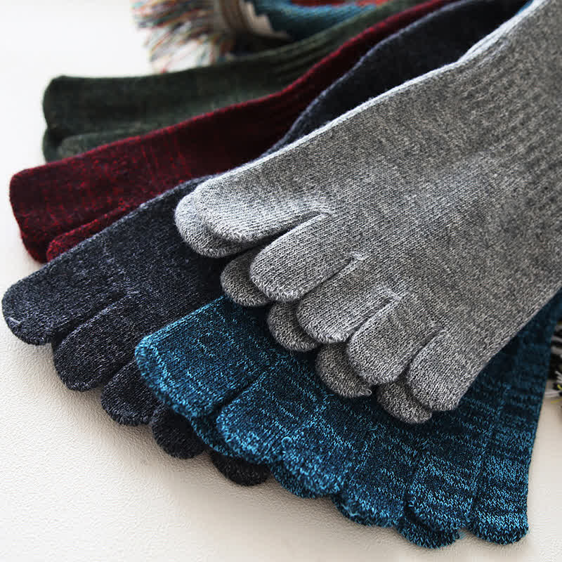 Chaussettes en coton à cinq doigts de style rétro pour hommes