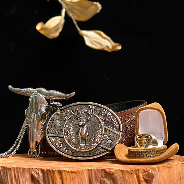 Ensemble de boucles de ceinture, couteau caché, pendentif taureau à longues cornes, cerf, DIY