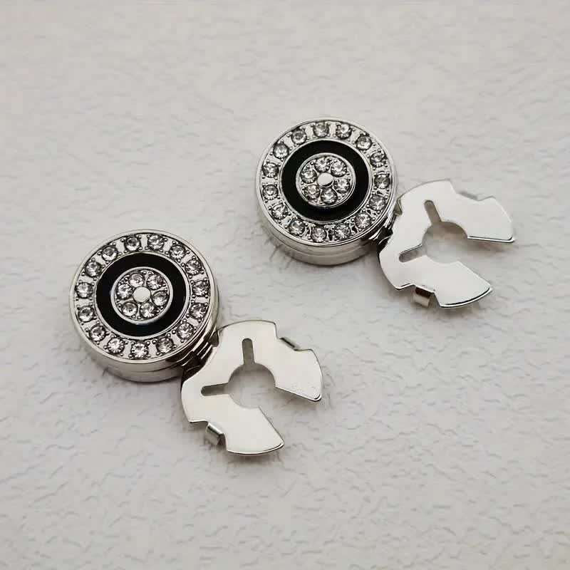Lot de 1 paire de couvre-boutons fantaisie élégants à clipser pour hommes - Argent - image 7
