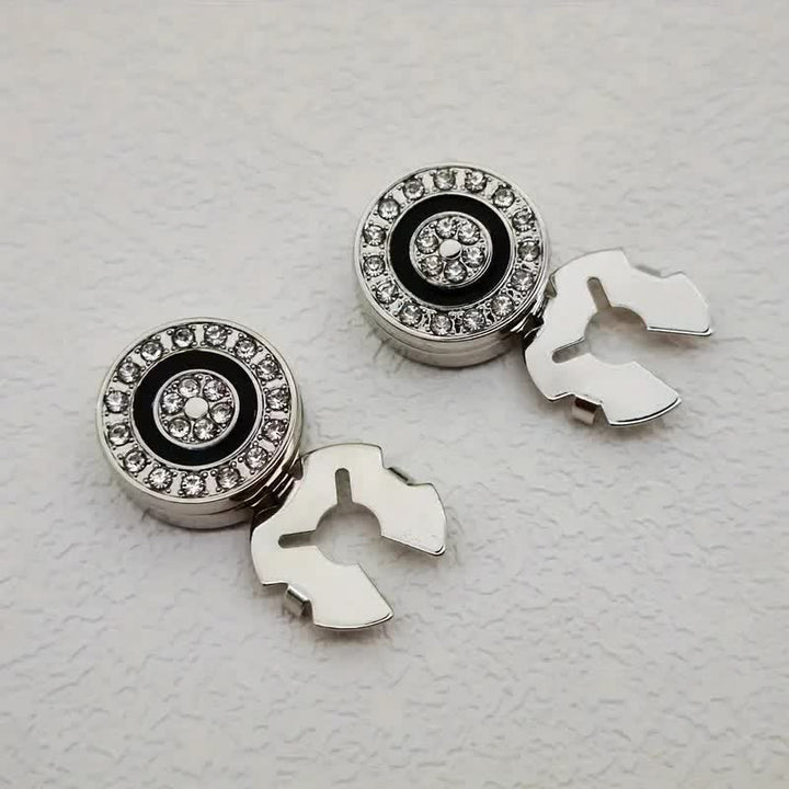 Lot de 1 paire de couvre-boutons fantaisie élégants à clipser pour hommes - Argent - image 7