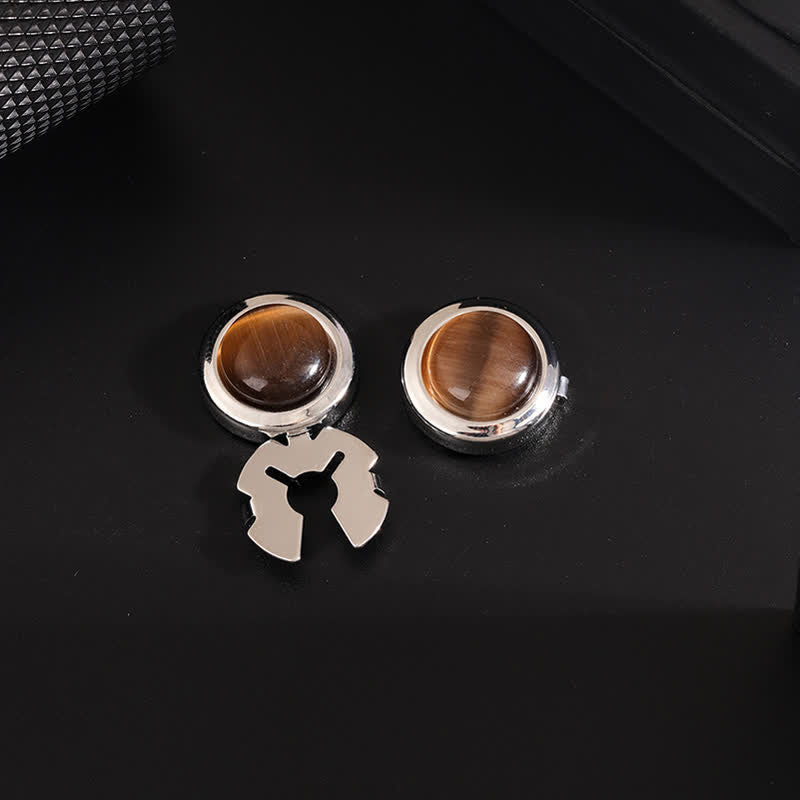 Ensemble de boutons de manchette à pression pour homme, 1 paire, avec pierre œil de chat