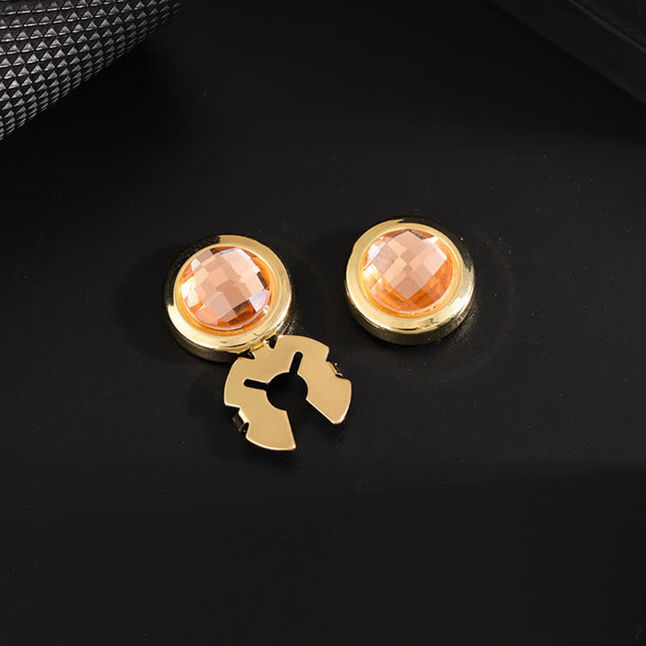 Lot de 1 paire de boutons de manchette à clipser en cristal brillant pour homme - Champagne et Or - image 10