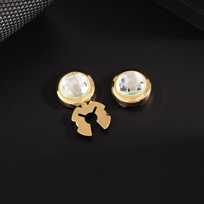 Lot de 1 paire de boutons de manchette à clipser en cristal brillant pour homme