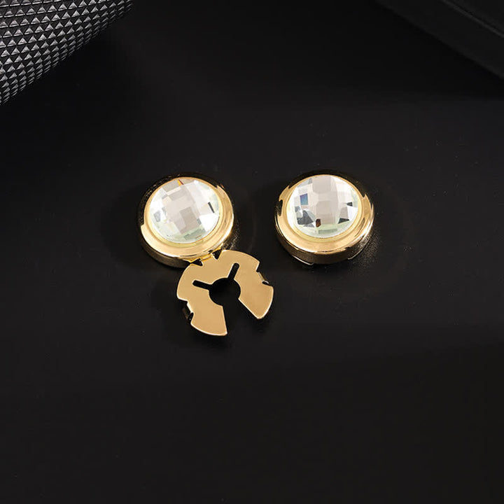 Lot de 1 paire de boutons de manchette à clipser en cristal brillant pour homme
