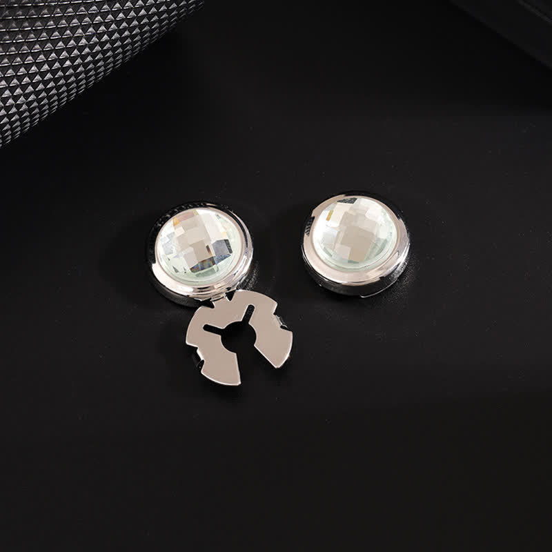 Lot de 1 paire de boutons de manchette à clipser en cristal brillant pour homme - Blanc et argent - image 9