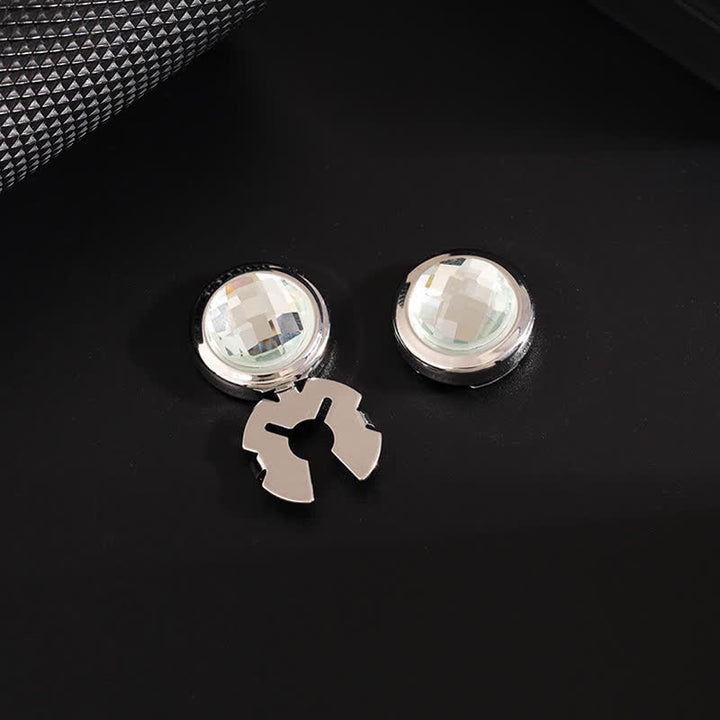 Lot de 1 paire de boutons de manchette à clipser en cristal brillant pour homme - Blanc et argent - image 9