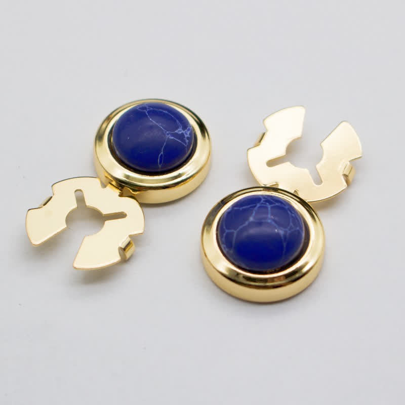 Boutons de manchette pour homme, 1 paire, style baroque, en résine, à pression - Royal et Gold - image 11