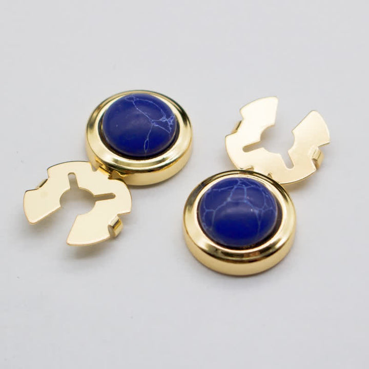 Boutons de manchette pour homme, 1 paire, style baroque, en résine, à pression - Royal et Gold - image 11