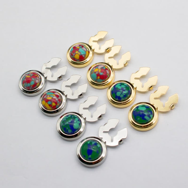 Boutons de manchette pour homme, 1 paire, style baroque, en résine, à pression - image 0