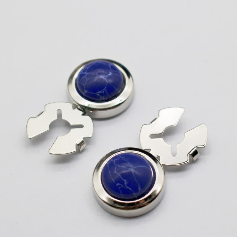 Boutons de manchette pour homme, 1 paire, style baroque, en résine, à pression - Royal & Silver - image 10