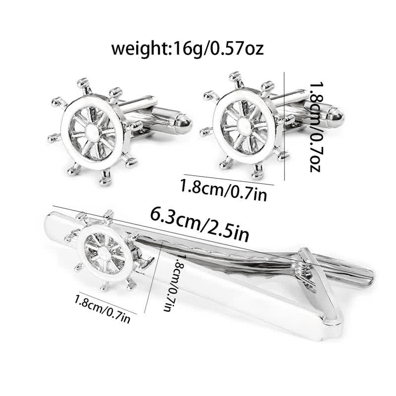 Lot de 2 boutons de manchette à pince à cravate en forme d'ancre de bateau pour homme en argent