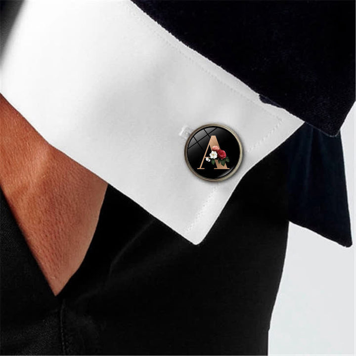 Lot de 3 boutons de manchette et broche à cravate pour homme avec 26 lettres majuscules - image 2