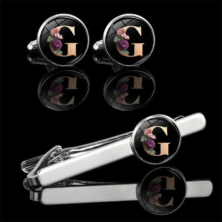 Lot de 3 boutons de manchette et broche à cravate pour homme avec 26 lettres majuscules - G - image 9