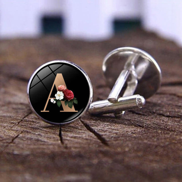Lot de 3 boutons de manchette et broche à cravate pour homme avec 26 lettres majuscules - image 1