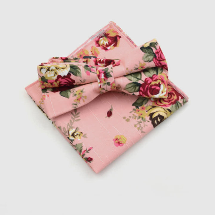 Lot de 2 mouchoirs et nœuds papillon en coton à motif cachemire pour homme