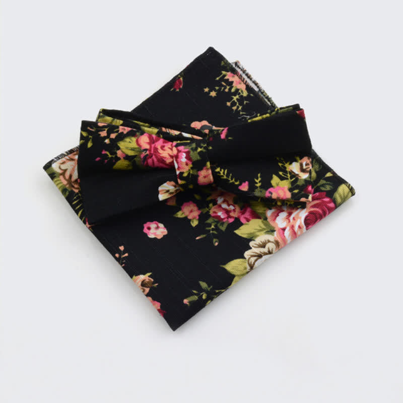 Lot de 2 mouchoirs et nœuds papillon en coton à motif cachemire pour homme