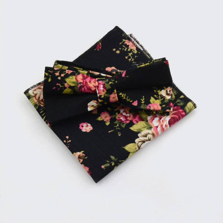 Lot de 2 mouchoirs et nœuds papillon en coton à motif cachemire pour homme