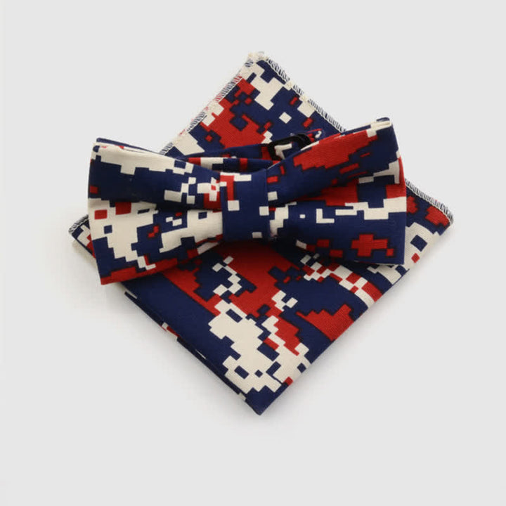Lot de 2 mouchoirs et nœuds papillon en coton à motif cachemire pour homme