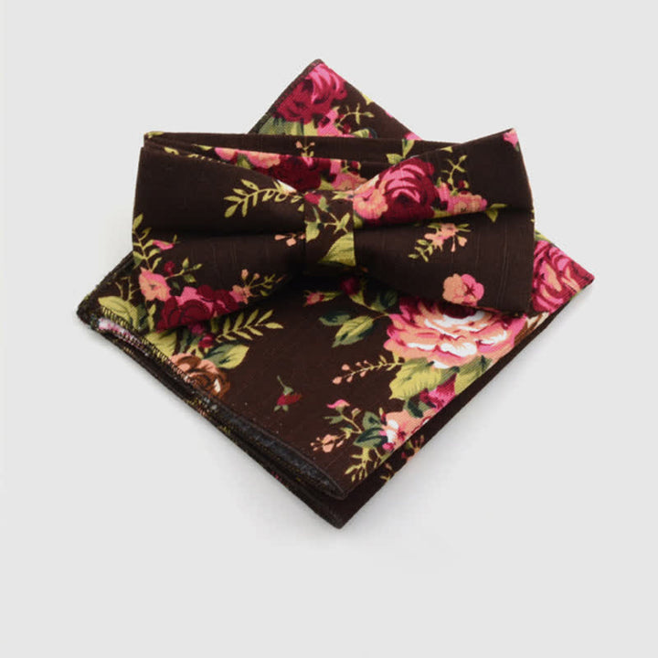 Lot de 2 mouchoirs et nœuds papillon en coton à motif cachemire pour homme