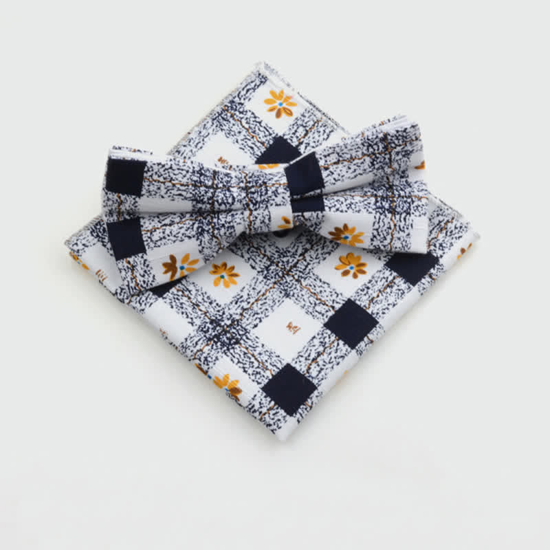 Lot de 2 mouchoirs et nœuds papillon en coton à motif cachemire pour homme