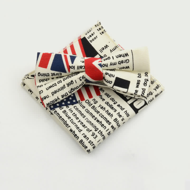 Lot de 2 mouchoirs et nœuds papillon en coton à motif cachemire pour homme
