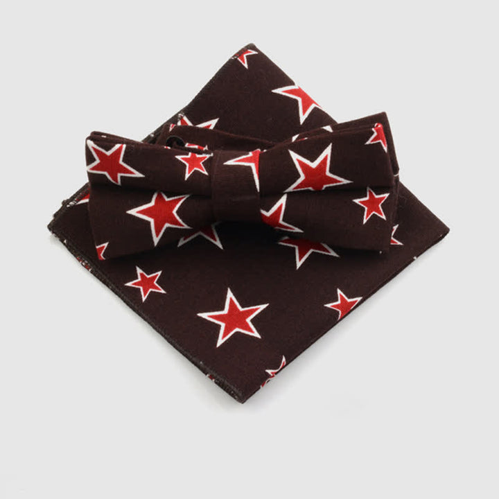 Lot de 2 mouchoirs et nœuds papillon en coton à motif cachemire pour homme
