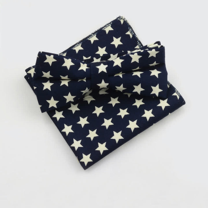 Lot de 2 mouchoirs et nœuds papillon en coton à motif cachemire pour homme