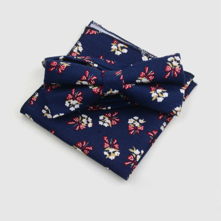 Lot de 2 mouchoirs et nœuds papillon en coton à motif cachemire pour homme