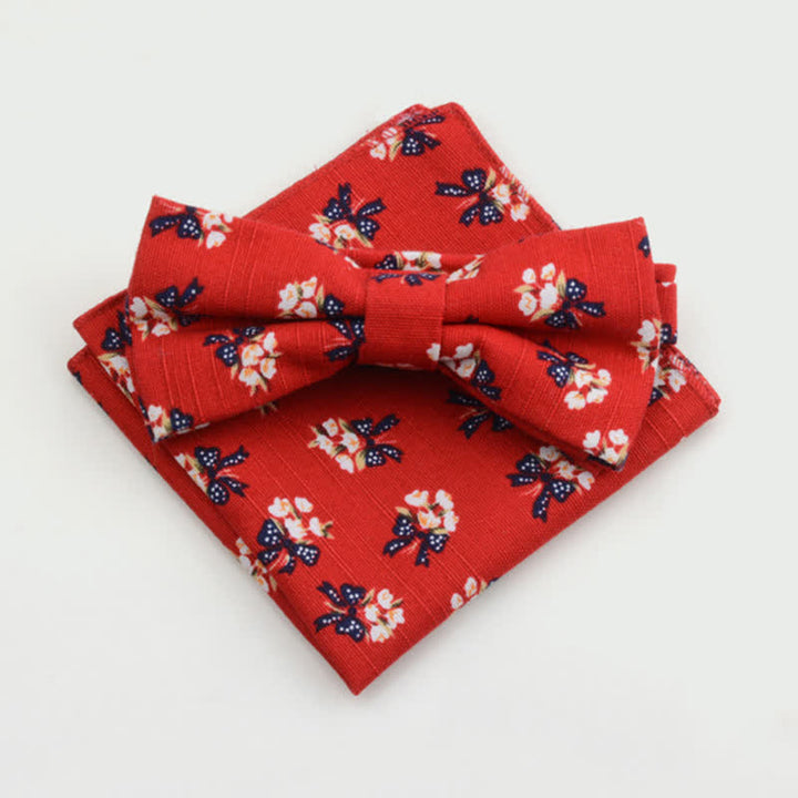 Lot de 2 mouchoirs et nœuds papillon en coton à motif cachemire pour homme