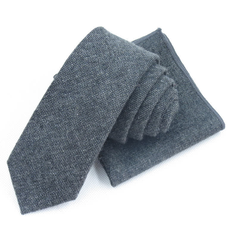 Ensemble de 3 nœuds papillon unis en imitation laine pour homme - Noir - Cravate + Mouchoir - image 5