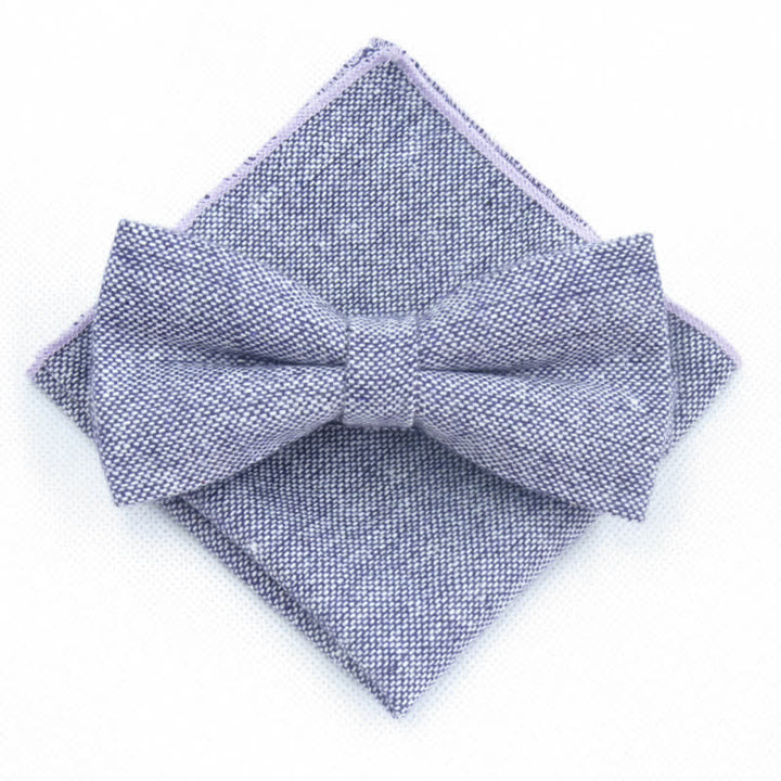 Ensemble de 3 nœuds papillon unis en imitation laine pour homme - Violet - Nœud papillon + mouchoir - image 18