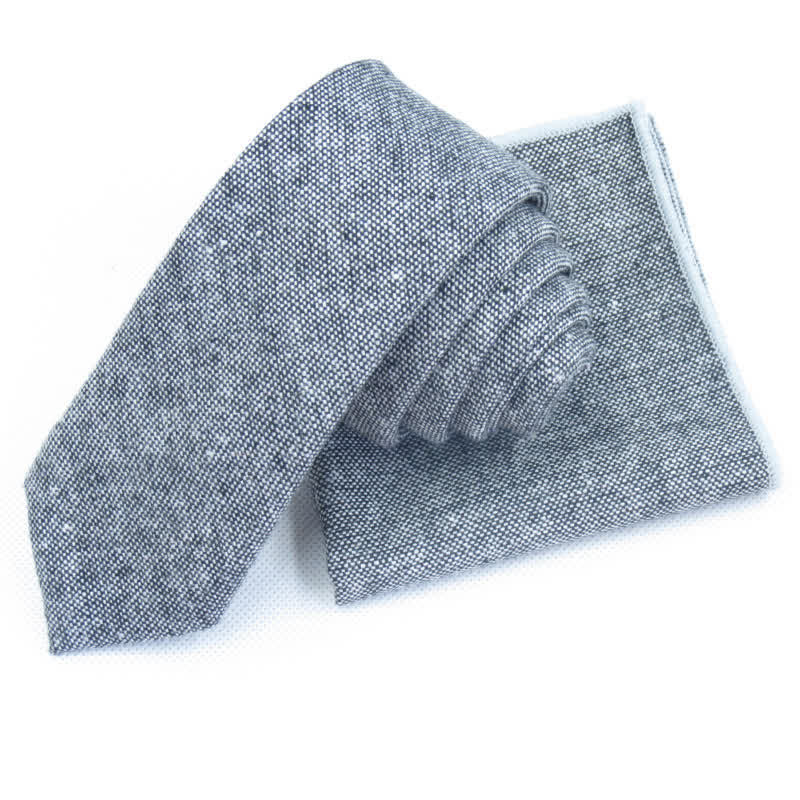 Ensemble de 3 nœuds papillon unis en imitation laine pour homme - Gris - Cravate + Mouchoir - image 14