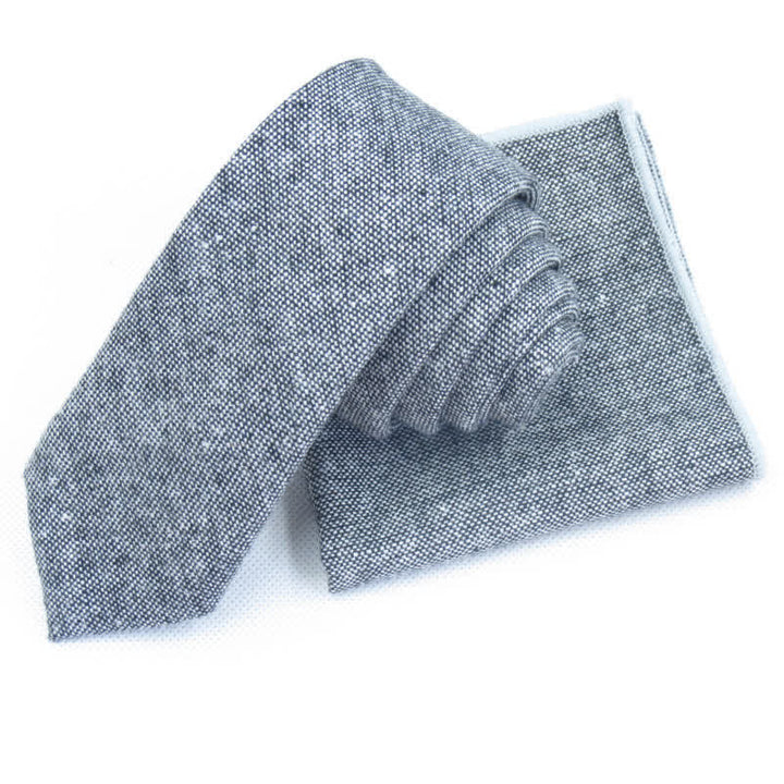Ensemble de 3 nœuds papillon unis en imitation laine pour homme - Gris - Cravate + Mouchoir - image 14