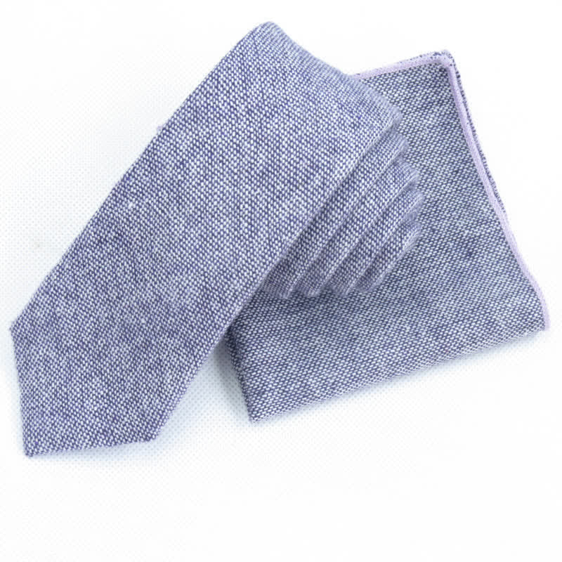 Ensemble de 3 nœuds papillon unis en imitation laine pour homme - Violet - Cravate + Mouchoir - image 17