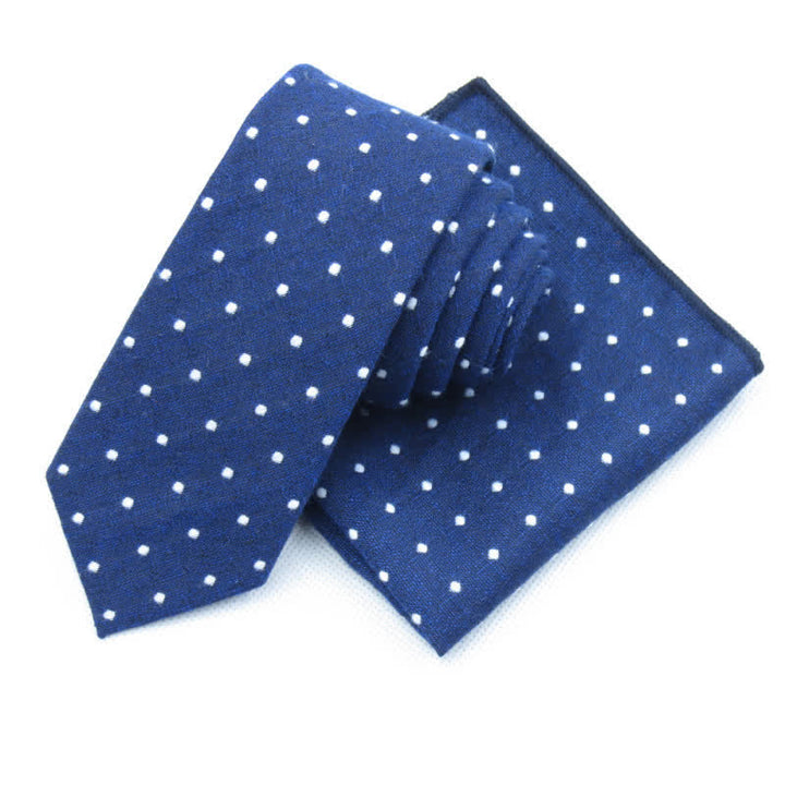 Ensemble de 3 cravates à pois élégantes pour hommes - Marine - Cravate + mouchoir - image 12