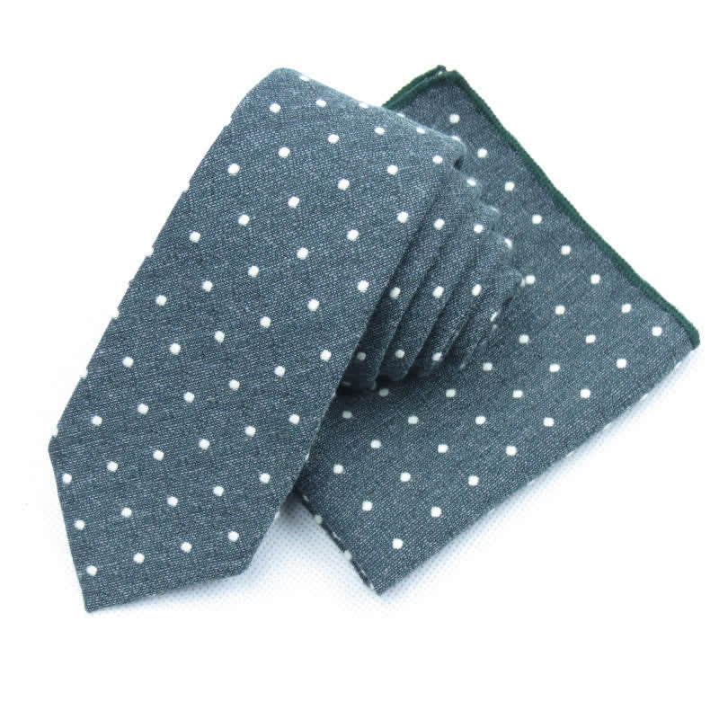 Ensemble de 3 cravates à pois élégantes pour hommes - Vert foncé - Cravate + mouchoir - image 33
