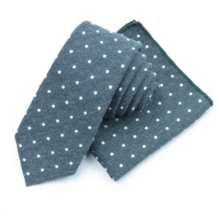Ensemble de 3 cravates à pois élégantes pour hommes - Vert foncé - Cravate + mouchoir - image 33