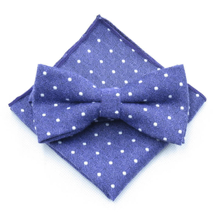 Ensemble de 3 cravates à pois élégantes pour hommes - Violet - Noeud papillon + mouchoir - image 29