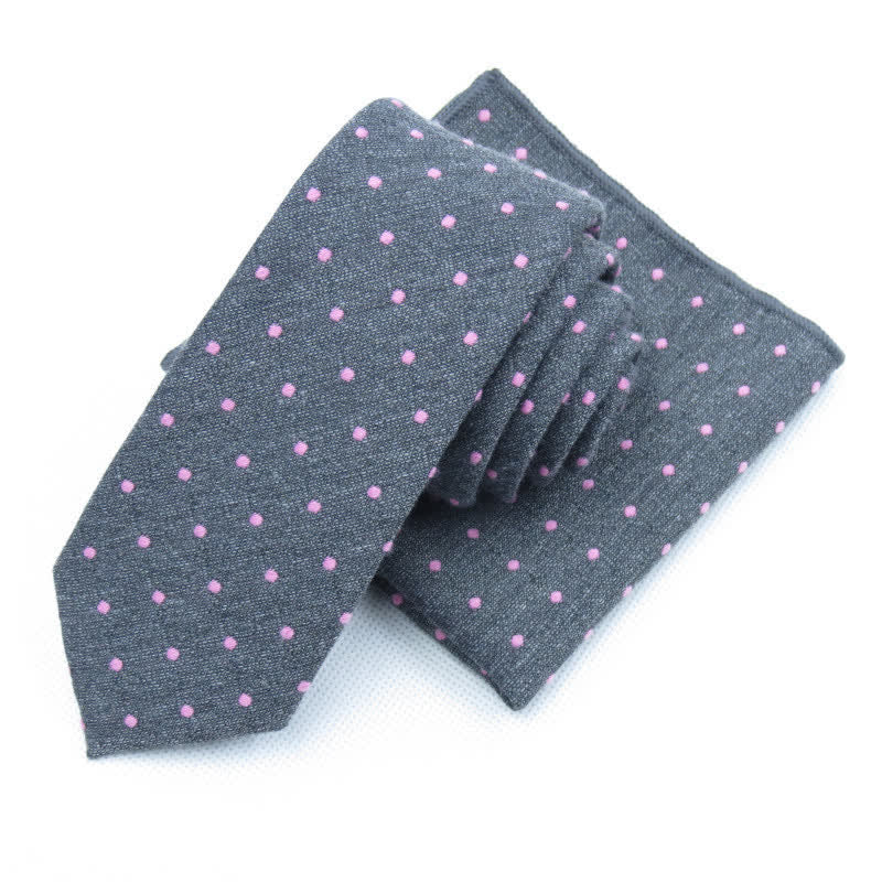 Ensemble de 3 cravates à pois élégantes pour hommes - Gris - Cravate + mouchoir - image 17