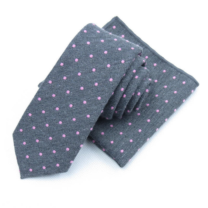 Ensemble de 3 cravates à pois élégantes pour hommes - Gris - Cravate + mouchoir - image 17