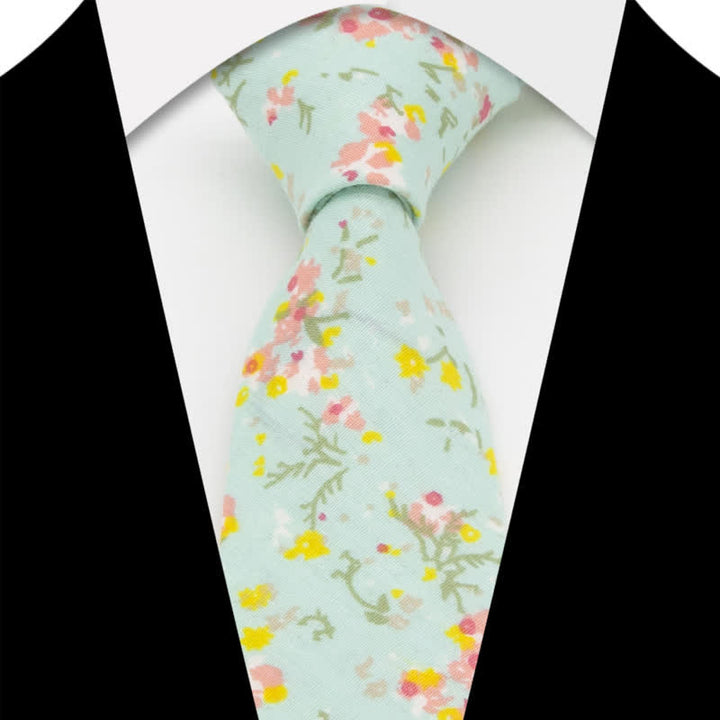 Ensemble de 3 cravates en coton à motif cachemire et fleurs pour homme