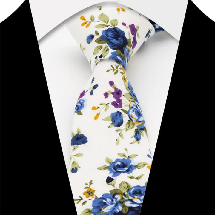 Ensemble de 3 cravates en coton à motif cachemire et fleurs pour homme