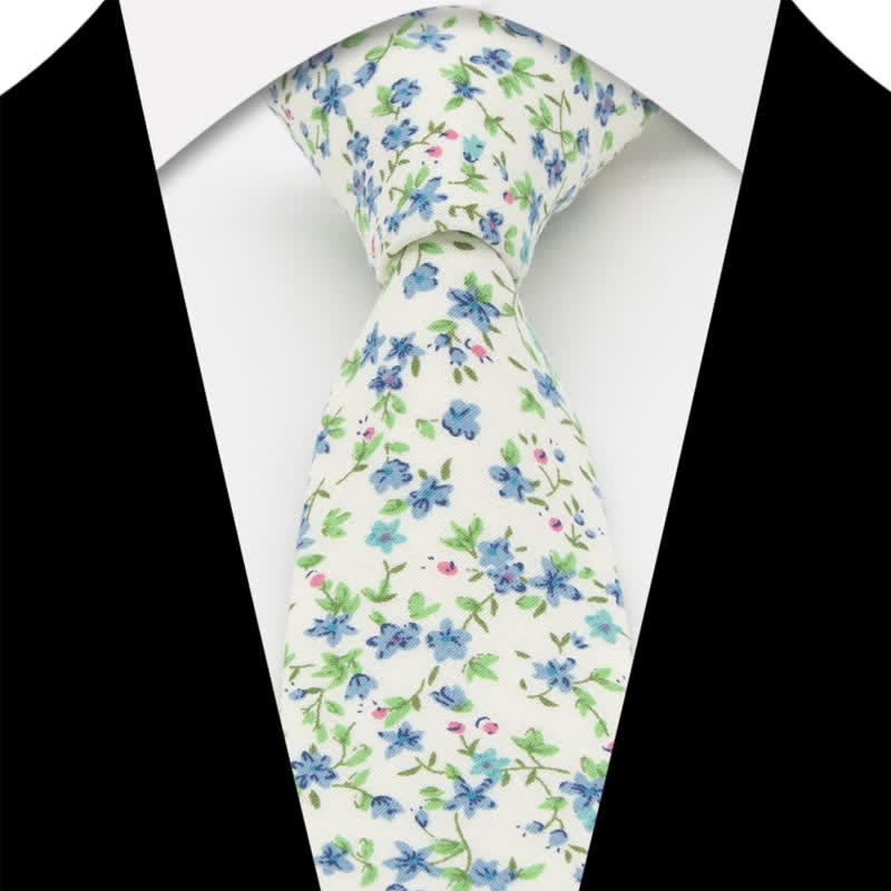 Ensemble de 3 cravates en coton à motif cachemire et fleurs pour homme