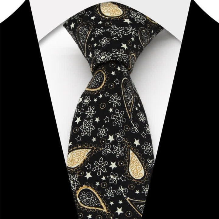 Ensemble de 3 cravates en coton à motif cachemire et fleurs pour homme
