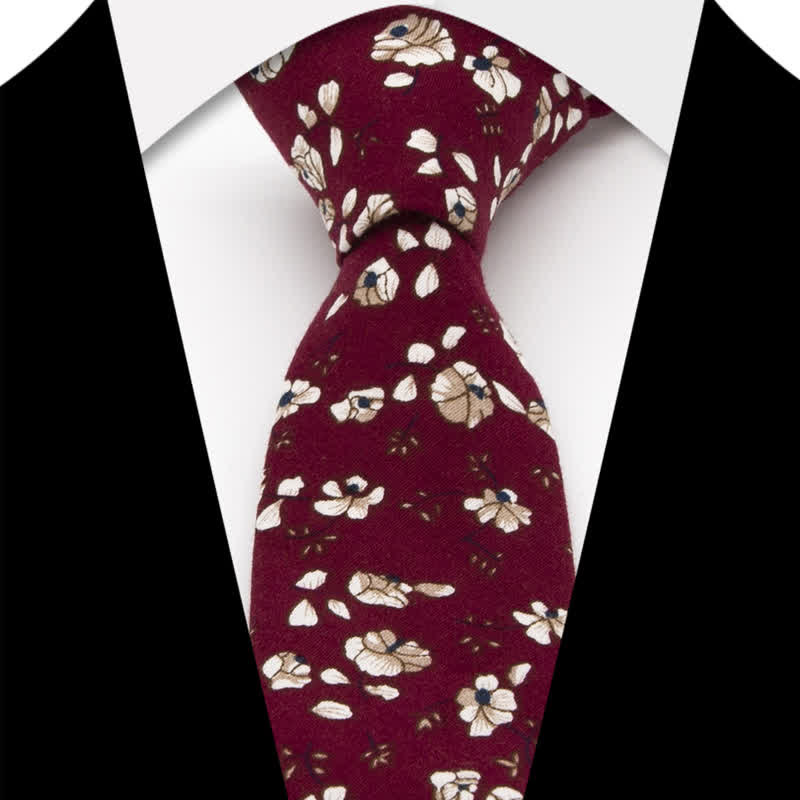 Ensemble de 3 cravates en coton à motif cachemire et fleurs pour homme